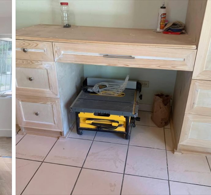 Cabinetry and vanity run under construction on site