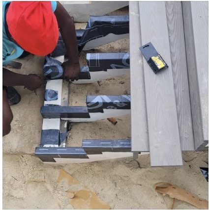 Composite boards cut and set on site