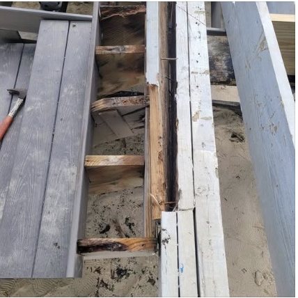 Edge and framing repair in progress