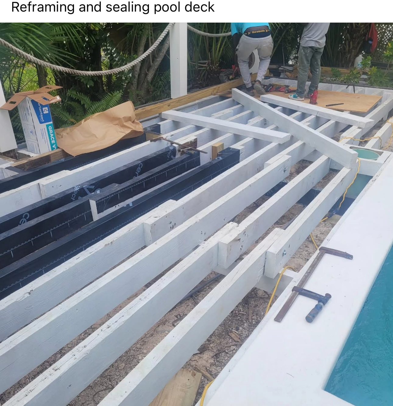 Pool Deck Reframing and Sealing, Exterior Construction, by 3D Construction in New Providence, The Bahamas